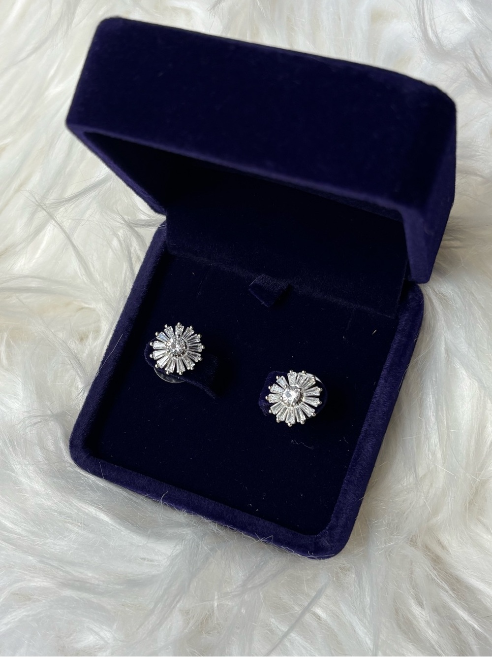 Silver Floral Cluster Stud Earrings - Women Jewelry